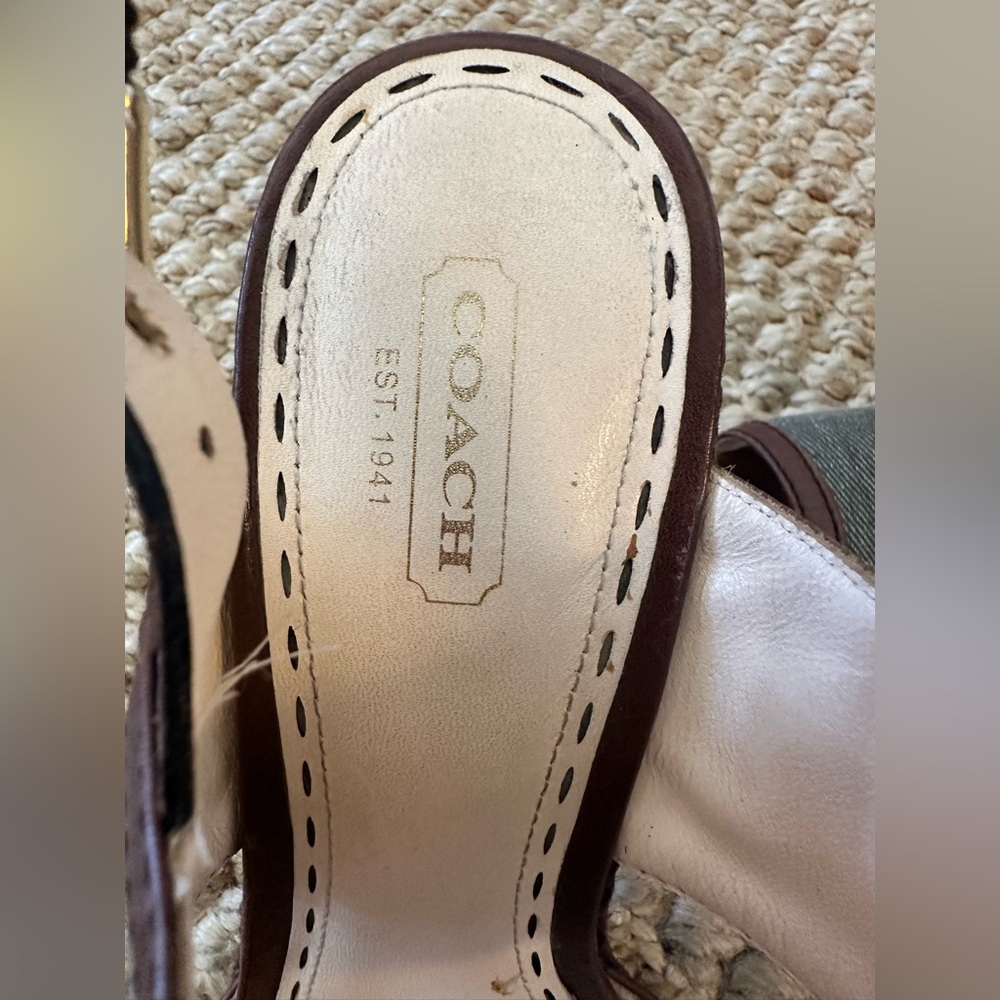 Coach Daria Platform Sandals Heels Olive Green 9.5 - Picture 3 of 7